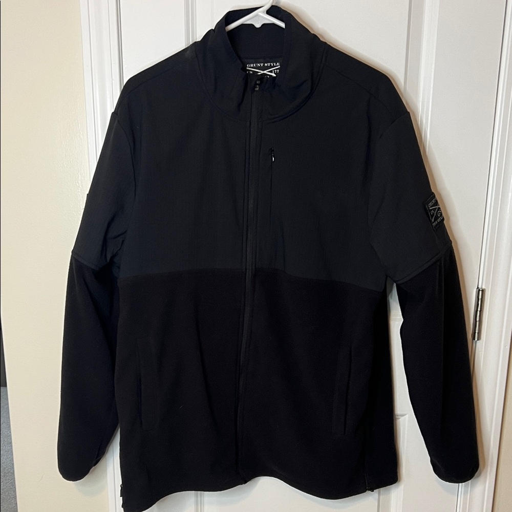 Grunt Style This We’ll Defend Men's Black Ripstop Hybrid Fleece Jacket